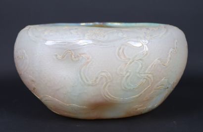 null DAUM Nancy.

Important double glass bowl with japanese decoration of tulips...