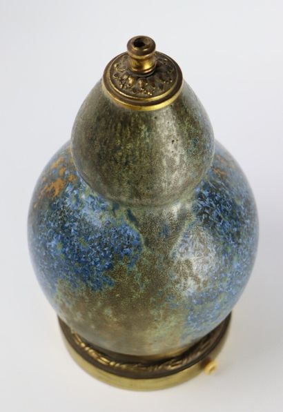 null Vase with double body out of enamelled stoneware, with decoration of crystallizations,...