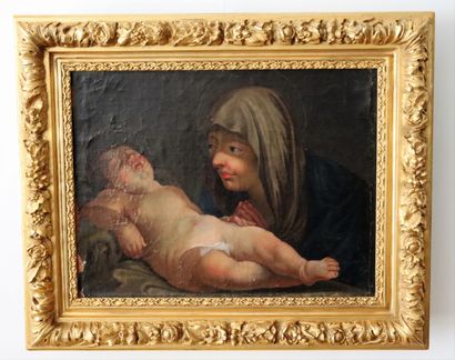null Ecole française du XVIIIème siècle.

Vierge à l'enfant.

Huile sur toile.

H_39,3...