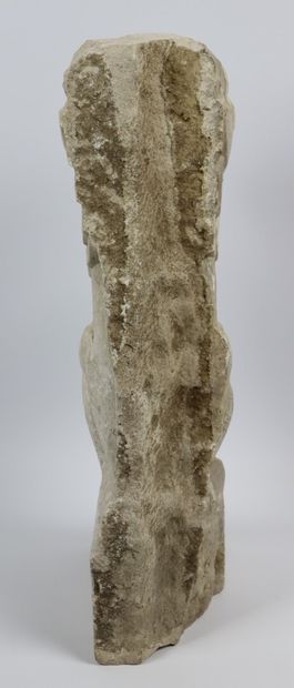 null Carved stone element representing a sitting lion.

H_39 cm W_12 cm D_18 cm