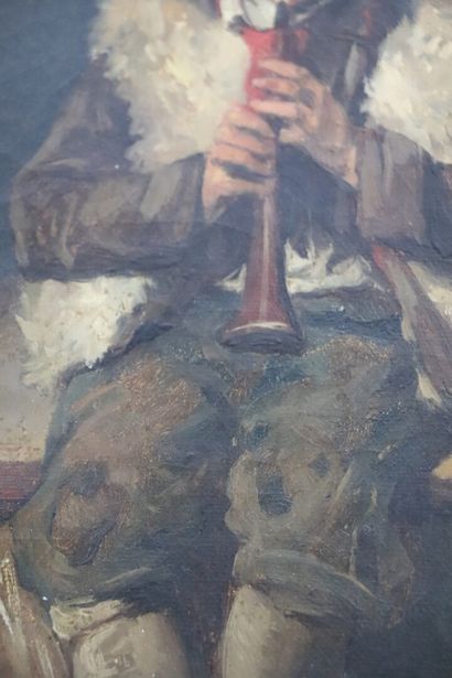 null Ecole française du XIXème siècle.

Le jeune berger à la flûte dans l'atelier...