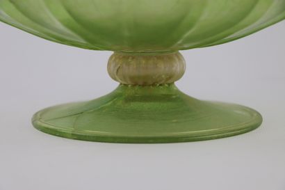 null VENICE.

An important green and gold glass bowl, resting on a pedestal.

XVIIIth...