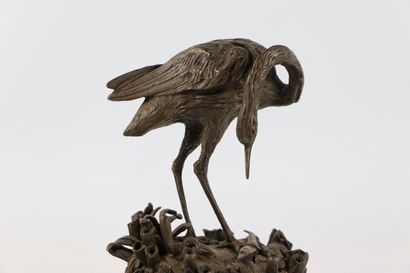 null French school of the 19th century.

Heron having caught a pike.

Bronze group...
