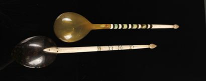 null Two ottoman sherbet spoons.

Shell, horn and bone.

Turkey, 19th century, Ottoman...