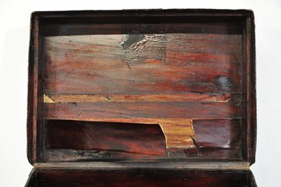 null JAPAN.

Pair of rectangular wooden chests with leather or brown lacquered fabric,...