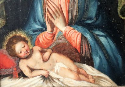 null Ecole française du XVIIème siècle.

Vierge à l'enfant.

Huile sur panneau.

H_28,5...