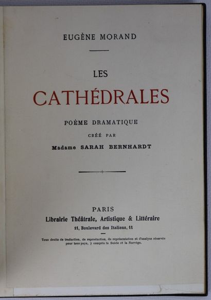 null MORAND (Eugène). Les Cathédrales. Paris, Librairie théâtrale, (1915), In-12,...