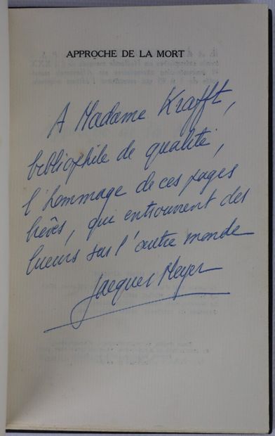 null MEYER (Jacques). Approche de la mort. Paris, Seghers, 1953. In-12, veau noir,...