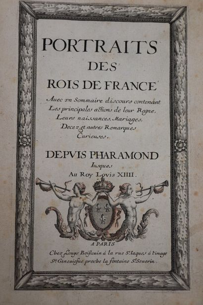 null THOMASSIN]. Portraits des rois de France. Paris, Boissevin, s.d. In-4, veau...