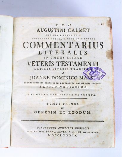 null CALMET. Commentarius literalis in omnes libros veteris testamenti. Wirceburgi,...
