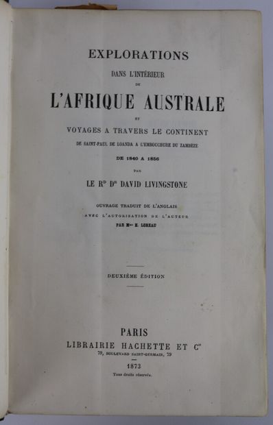 null VOYAGES. - SPEKE. Les Sources du Nil. Paris, Hachette, 1864. In-8, demi-chagrin...