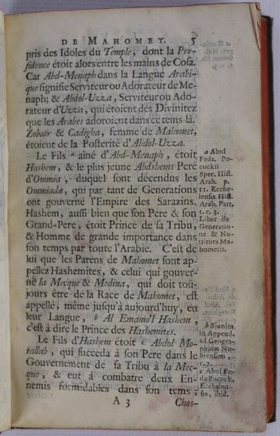 null PRIDEAUX. La Vie de Mahomet. Amsterdam, Gallet, 1698. In-12, veau ép., dos à...