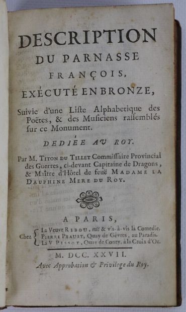 null TITON du TILLET. Description du Parnasse français, exécuté en bronze. Paris,...