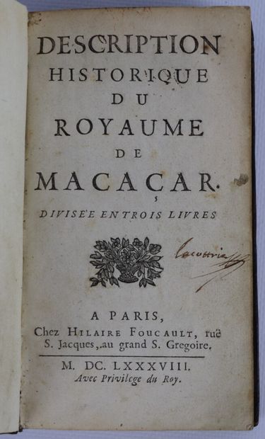 null GERVAISE (Nicolas)]. Description historique du Royaume de Macacar. Paris, Hilaire...