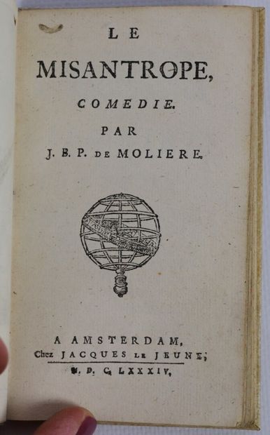 null MOLIÈRE. Le Misanthrope. Amsterdam, Lejeune, 1684. In-12, vélin moderne. Frontispice,...