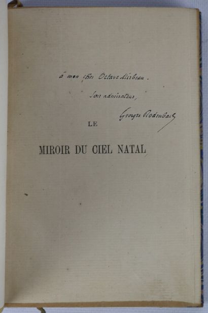 null RODENBACH (Georges). Le Miroir du ciel natal. Paris, Charpentier, 1898. In-12,...