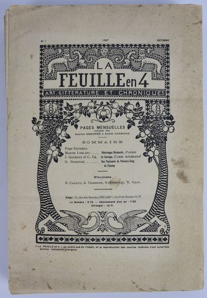 null REVUE. La feuille en 4. Revue littéraire créée à Fécamp par Gaston Demongé et...