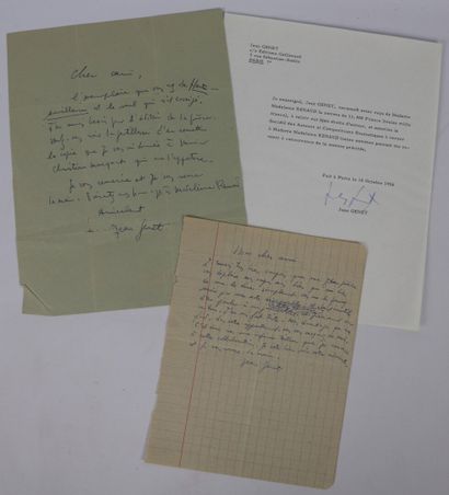 null AUTOGRAPHES. GENET (Jean). 2 lettres autographes signées Jean Genet, in-8, pliées,...