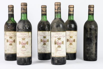 null CHATEAU DU DOMAINE DE L'EGLISE.

Millésime : 1966.

6 bouteilles, h.e. et b.g.,...