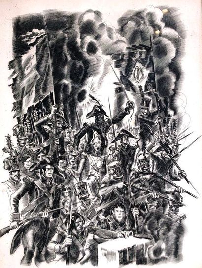 null Albert DECARIS (1901-1988), attribué à.

Soldats et baïonnettes. 

Gravure en...