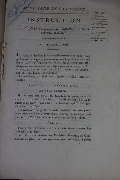 null Ensemble de vingt documents de 1814-1825 dont :

- ordonnance du Roi pour les...