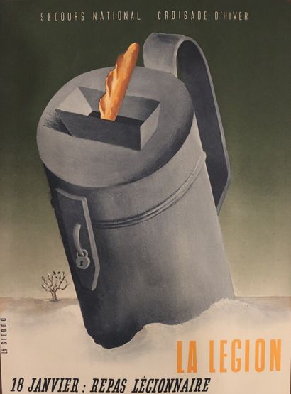 null Affiche du Secours National, croisade d'hiver du 18 janvier 1941.

Signée Dubois.

Repas...