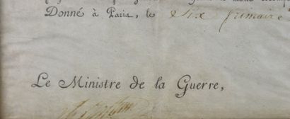 null Brevet d'honneur pour l'attribution d'une grenade d'or, An 9 de la République.

Signé...