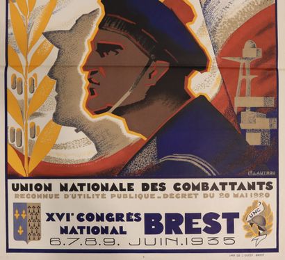 null Affiche du XVIème Congrès National des combattants, Brest le 6-7-8-9 juin 1935...