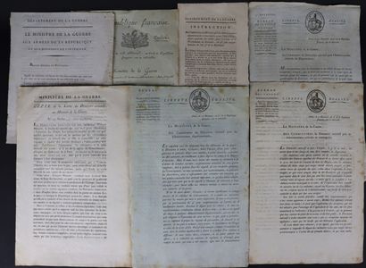 null Ensemble de huit documents de l'An V - VI - VIII de la République, dont document...