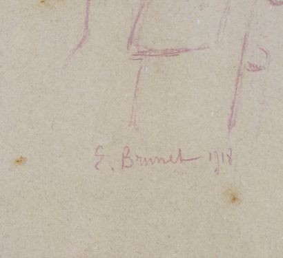 null Dessin d'un officier du 48ème RA, dessin au crayon signé BRUNET et daté 1918.

Au...