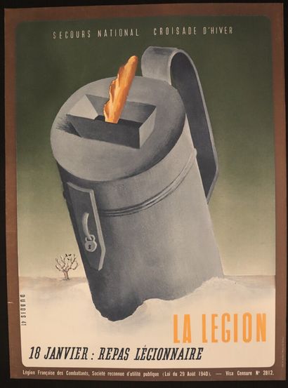 null Affiche du Secours National, croisade d'hiver du 18 janvier 1941.

Signée Dubois.

Repas...