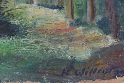 null Albert Jean WILLIOT (1902-?).

Rivière bordée d'arbres. 

Huile sur panneau...