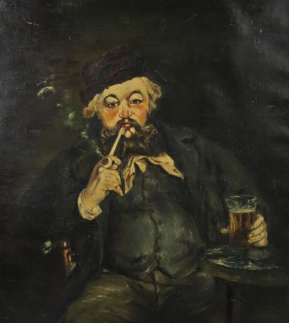 null Edouard MANET (1832-1883), d'après.

Le fumeur.

Huile sur toile signée en bas...