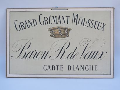 null Suite de cinq cartons publicitaires :

Grand crémant mousseux Baron de Vaux,...
