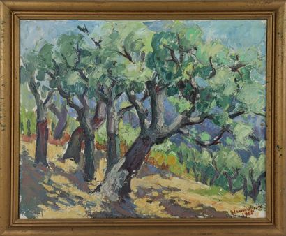 null A. LAMOUSSIERE (Actif au XXème siècle).

Paysage aux arbres. 

Huile sur toile...