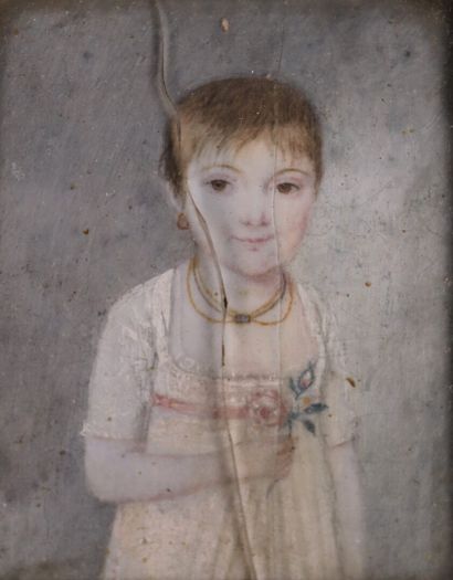 null Ecole française d'époque Empire.

Portrait d'une fillette.

Miniature sur ivoire.

H_5,8...