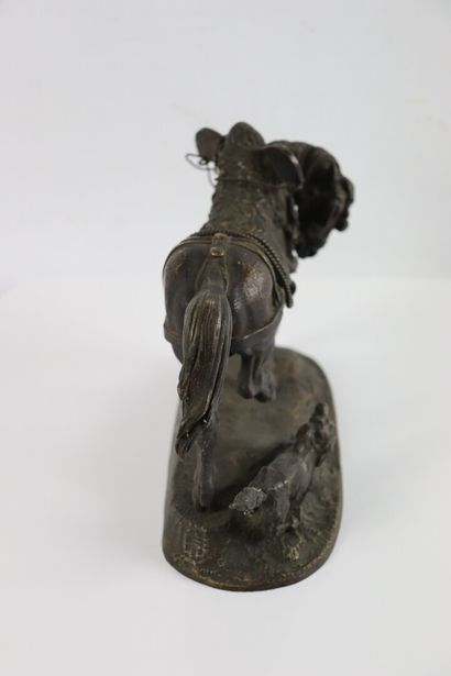 null Pierre Jules MENE (1810-1879).

Draft horse frightened by a dog.

Bronze with...