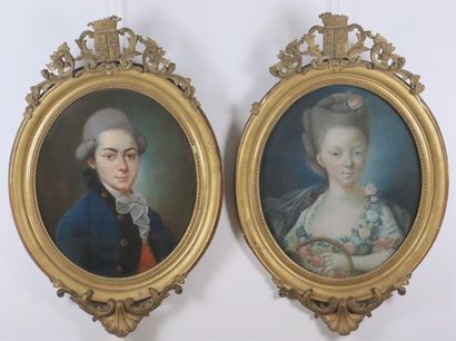 null French school of the XVIIIth century.

Presumed portraits of Mr and Mrs TAVERNE...