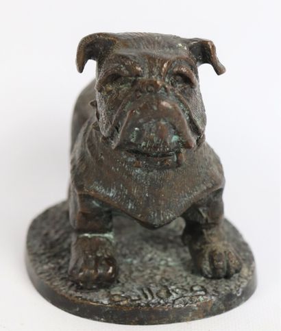 null Ecole française du XXème siècle.

Bulldog.

Sculpture en bronze à patine brune,...