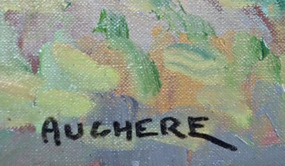 null Henri AUCHERE (1908-2000), 

Paysage montagneux, 

Huile sur toile signée en...
