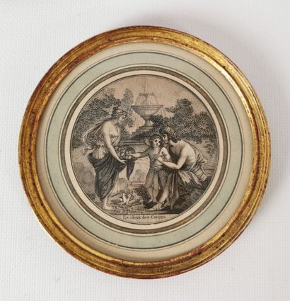 null Meeting of three pairs of engravings nicely framed, featuring gallant scenes,...