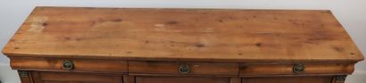 null Moulded and carved cherry wood sideboard opening to three drawers and three...