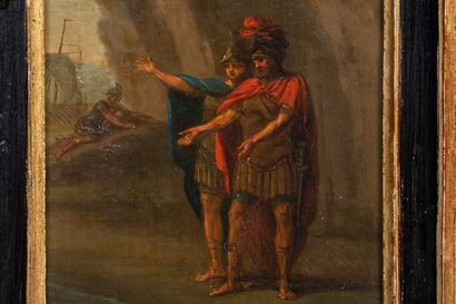 null French school, circa 1800.

Roman soldiers on the Mediterranean coast. 

Oil...