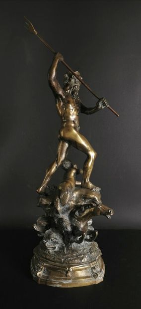 null Eugenio AVOLIO (1876-1929).

Neptune armed with his trident, surmounting sea...