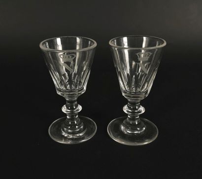 null TABLE SERVICE OF THE EMPEROR NAPOLEON III.

Two crystal liqueur glasses engraved...