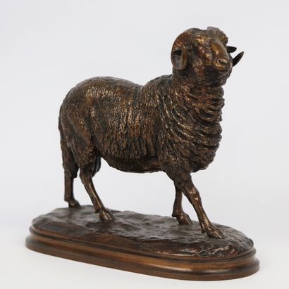 null Isidore BONHEUR (1827-1901).

The ram. 

Bronze with golden patina, signed on...