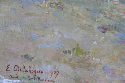 null Eugène Jules DELAHOGUE (1867-1950)

Oued - Sud Tunisien.

Huile sur toile signée...