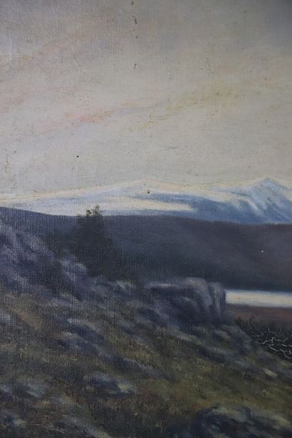 null Abbé Léon BOUDAL (1858-1934), from the Murols school.

Lake landscape.

Oil...