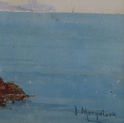 null L. MARQUISAN (Actif au début du XXème siècle).

Bord de mer. 

Aquarelle et...