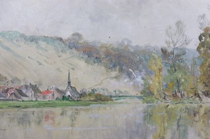 null Mario CARL-ROSA (1853-1913).

L'automne sur les bords de Seine à Jeuffosse.

Huile...